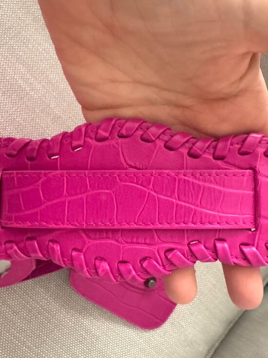 🔥 Balenciaga Le Cagole XS Croc Embossed Shoulder Bag – Hot Pink – BNWT 🔥 - Picture 15 of 16